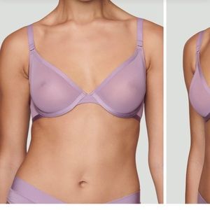 CUUP Plunge Mesh Bra & Highwaist Modal Panties in the color Rose